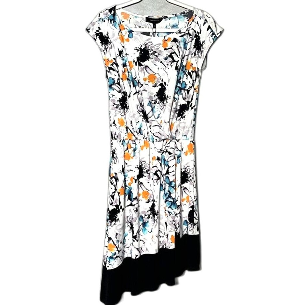 Robert Rodriguez Womens Floral Asymmetrical Hem Dress Electric Blue Summer S